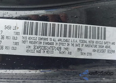 2017 Dodge Journey Sxt from USA, damaged, VIN 3C4PDCBG1HT571428